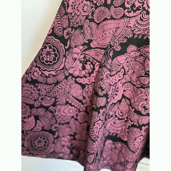 Le Château Pink Black Floral Jacquard Fit & Flare Dress M Baroque Parisian Chic - Picture 7 of 12